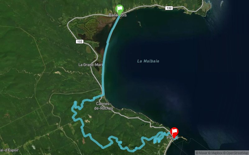 Percé Rots Map Trace de Trail : UTG100 - Trans Percé 100